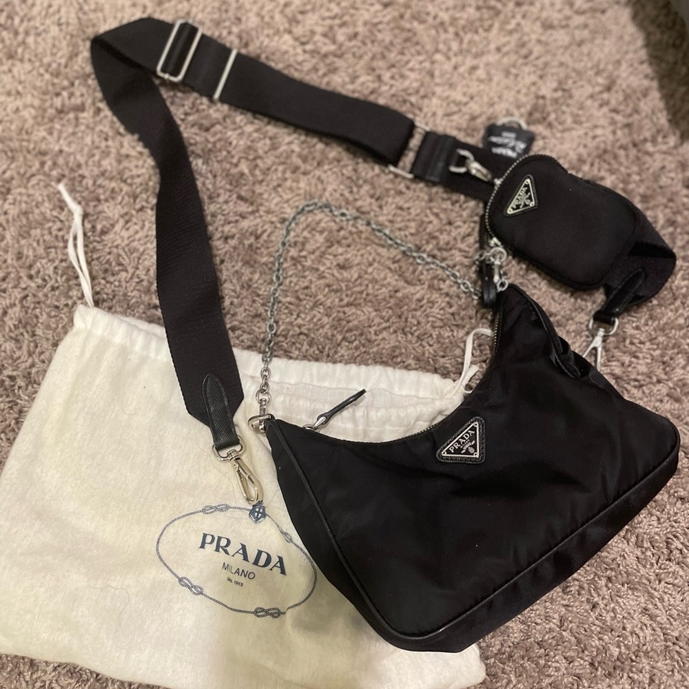 Black Prada re edition bag